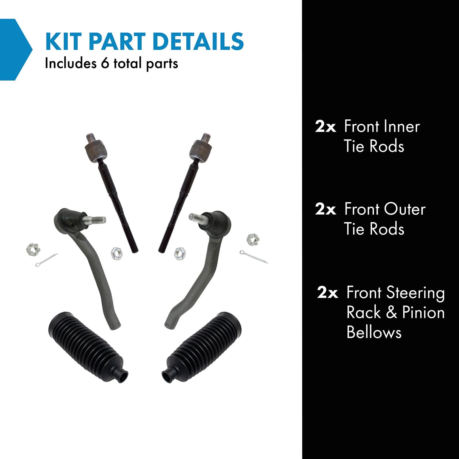 Trq Front Steering Kit Steering Rack & Pinion Bellow Tie Rod Compatible With 2013-2018 Nissan Altima 2016-2023 Maxima