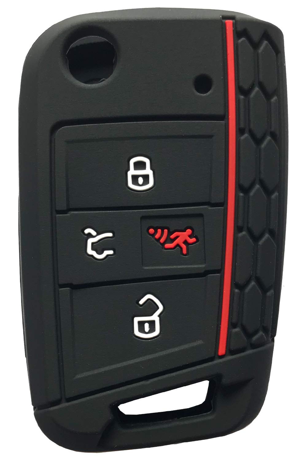 Horande 4 Button Silicone Key Cover Case Remote Fob Protector Fit For Vw 2016-2017 Golf Polo Gti 2018 2019 Tiguan Keyless Entry