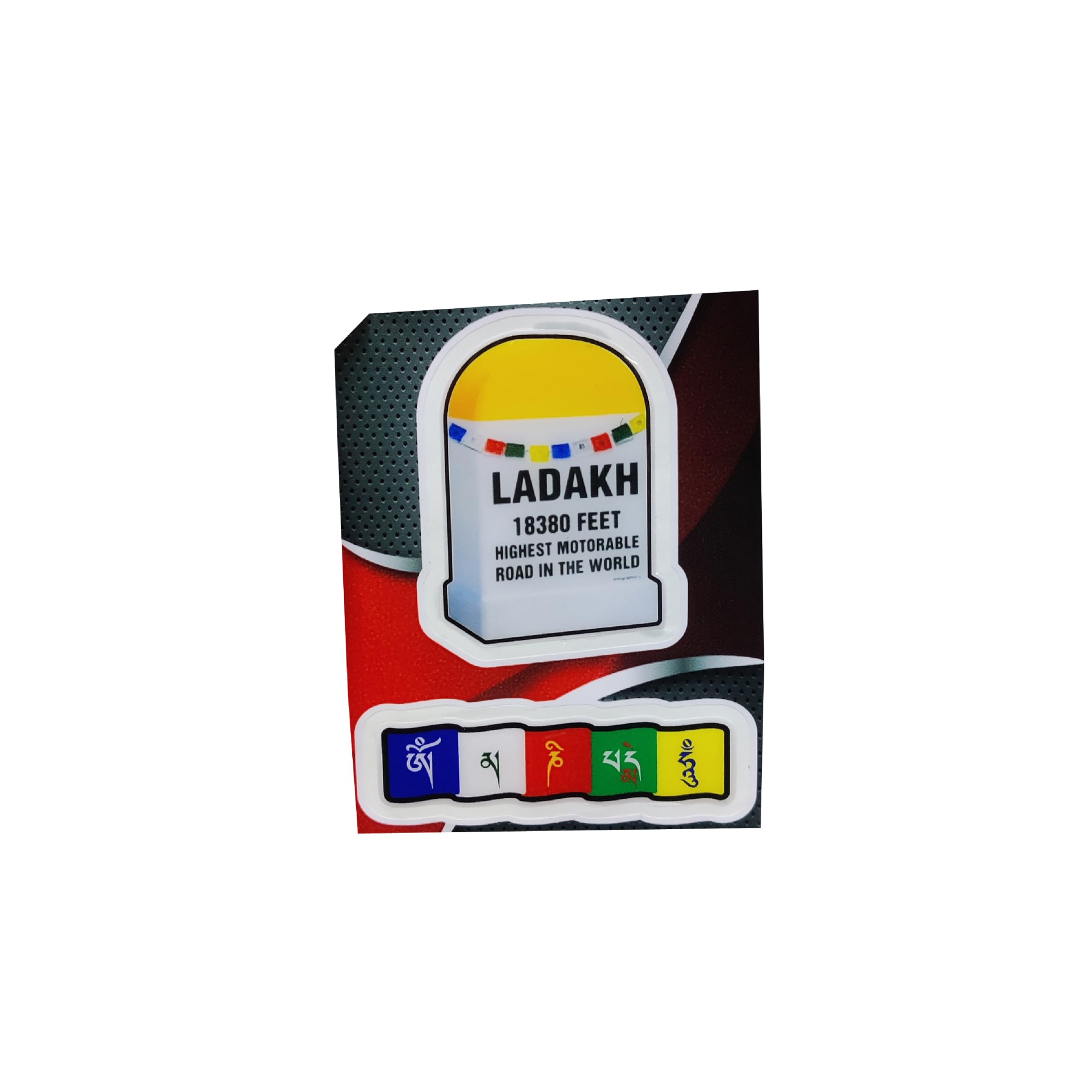 R.J.Von Ladakh Mile Stone Sticker With Tibetan Flag Sticker For All Bike Rider Decoration Accessories All Latest Prayer Flags In