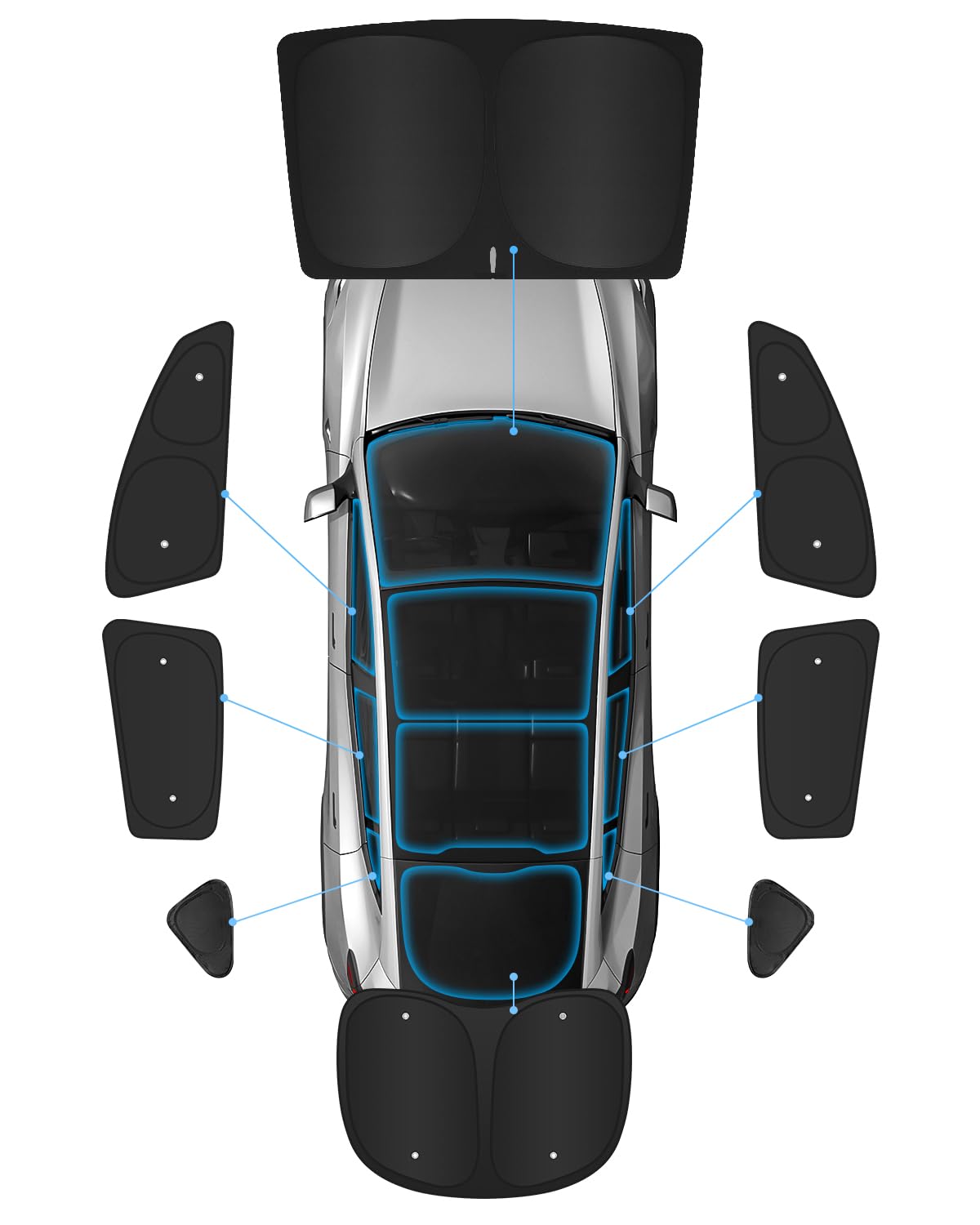 EVOOOR Sun Visor- Privacy and Thermal Insulated Sunshades Curtains for Tesla Model Y 2025-8pcs