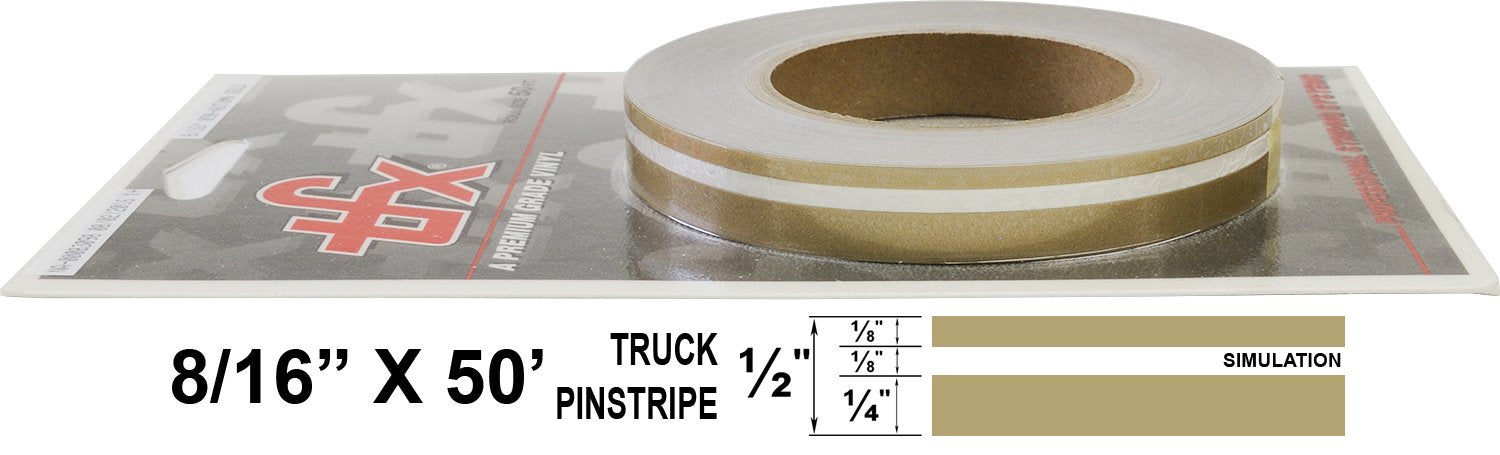Universal TFX 00083098 - Auto Customizing Dual Pinstripe - 8/16&quot; x 50' (1/4” Stripe, 1/8&quot; Gap, Then 1/8” Stripe) - 098-Autumn Gold Metallic