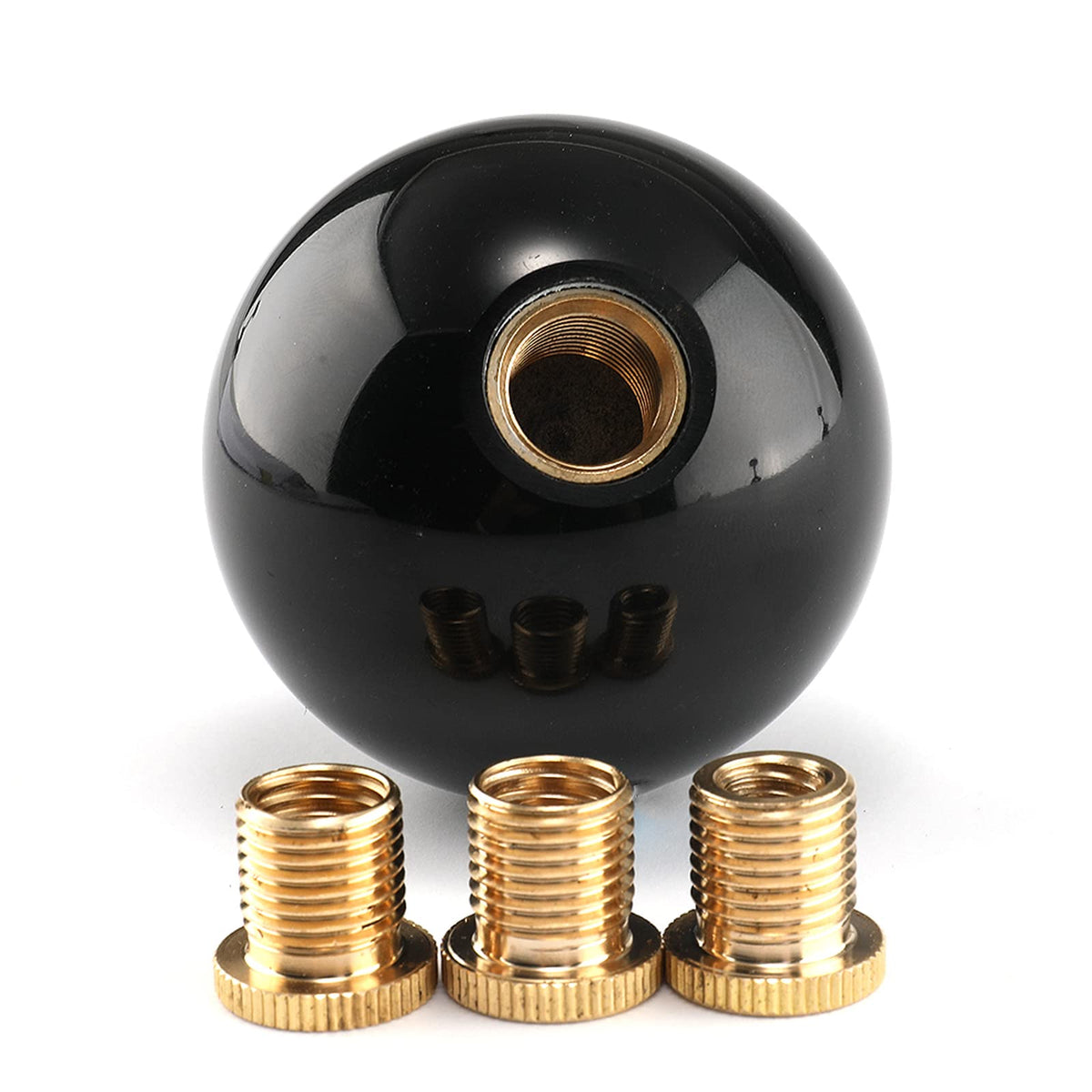 Yiuiy Round Ball Shift Knob Universal Gear Shift Knob 5 6 Speed For Manual Automatic Vehicles With Adapters (Pure Black)