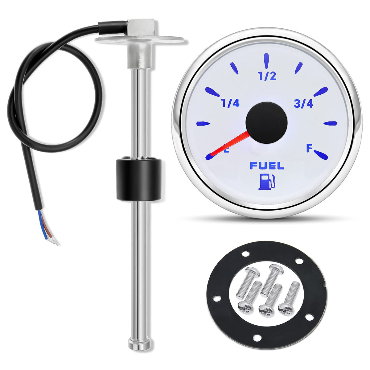ARTILAURA Fuel Sending Unit and Gauge Kit, 240-33ohms 10'' (250mm) Boat Marine Fuel Tank Sender Stainless Steel Gas Sensor for C