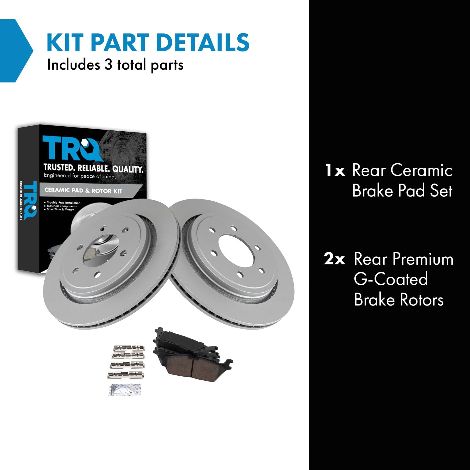 Trq Rear Brake Pad & Rotor Kit Brake Pads Brake Rotor Ceramic Premium G-Coated Compatible With 2018-2019 Ford Expedition F-150 L