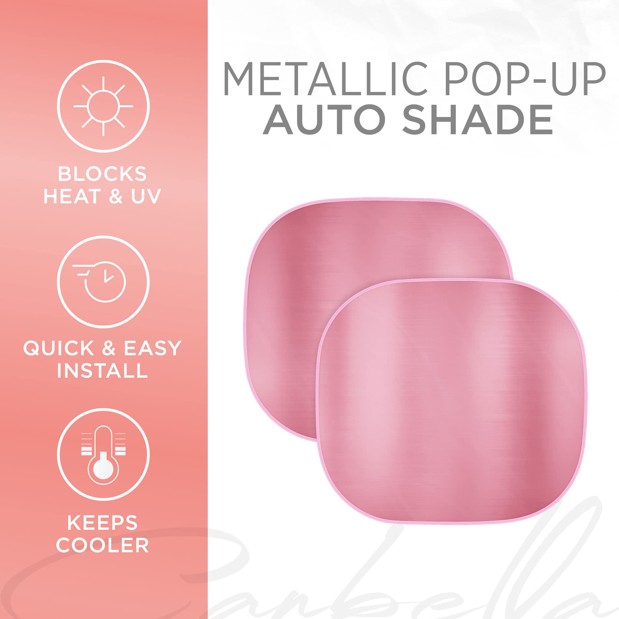 Bdk Metallic Pink Car Windshield Sun Shade - Blocks Uv Rays Sun Visor For Windshield - Easy Setup Keeps Vehicle Cool - 31.75 X 2