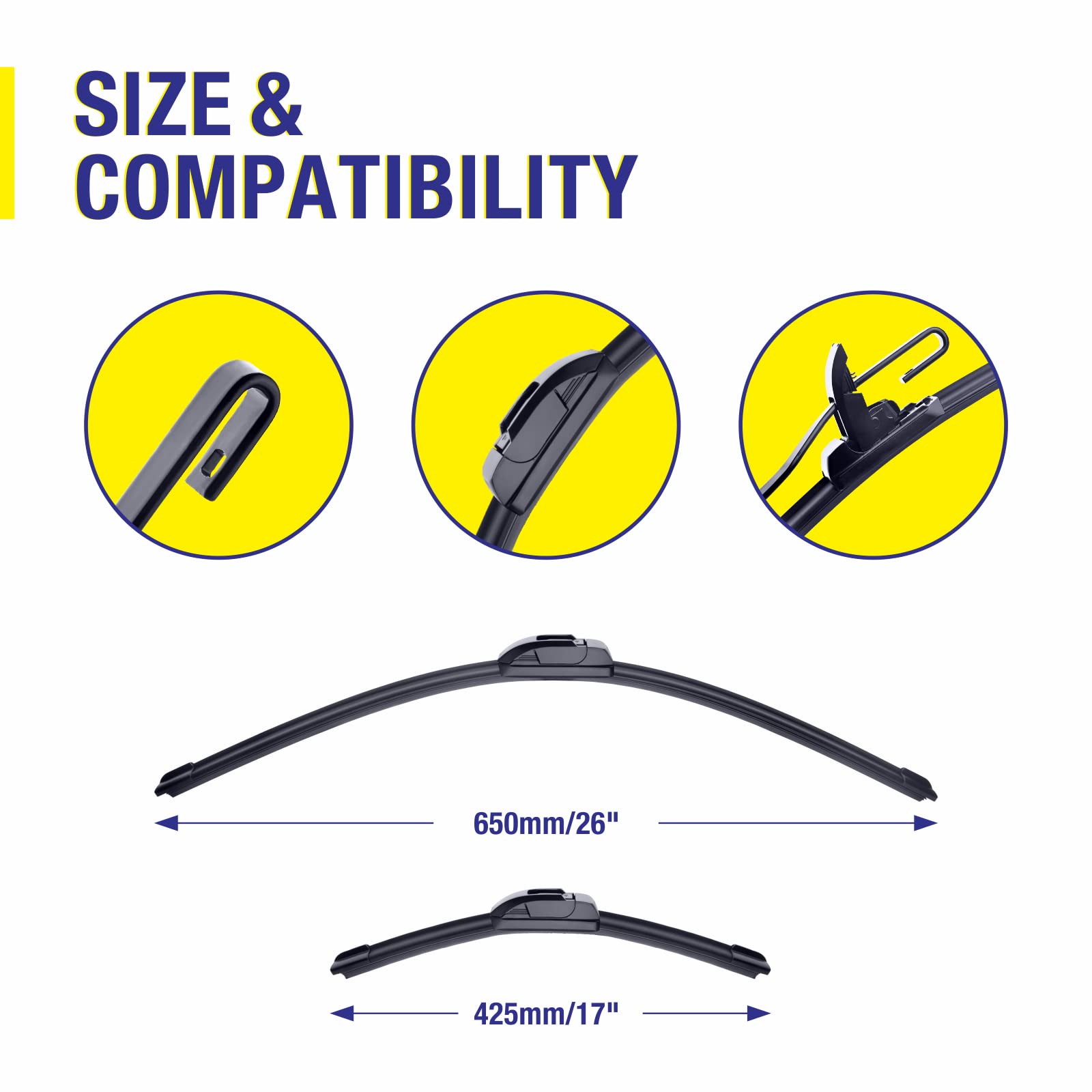 5 Plus 26''+17'' Windshield Wiper Blades, Replacement For Honda Crv 2021-2017,2011-2007 (Set Of 2), Premium All-Season Automotiv