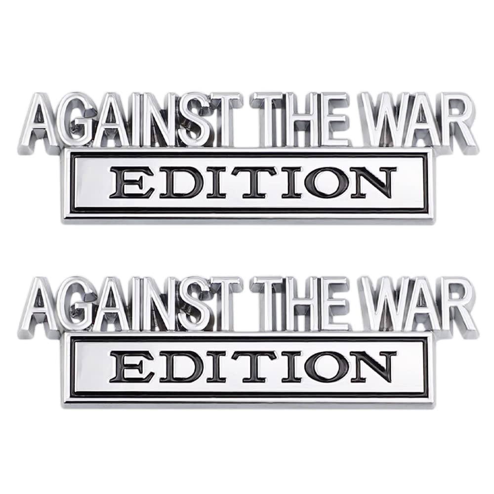 Carrun 2 Pcs Aginst The War Edition Emblem Car Side Rear Front Hood Trunk Door Badge 3D Decal Sticker Fit For Car Truck Suv (Agi