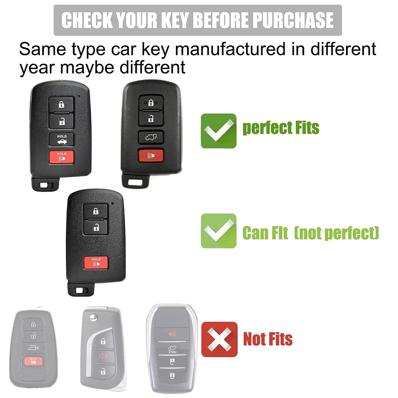 Gematay For Toyota Key Fob Cover With Lanyard, Key Case Shell Compatible With Toyota Avalon Camry Corolla Rav4 Sequoia Highlande