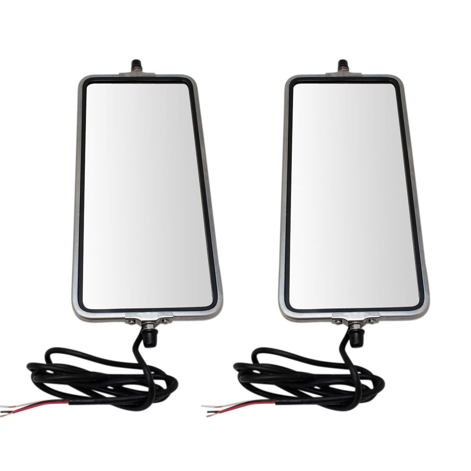 Trq 16'' X 7'' Stainless Steel West Coast Mirror Pair Heated Turn Signal Bubble Back