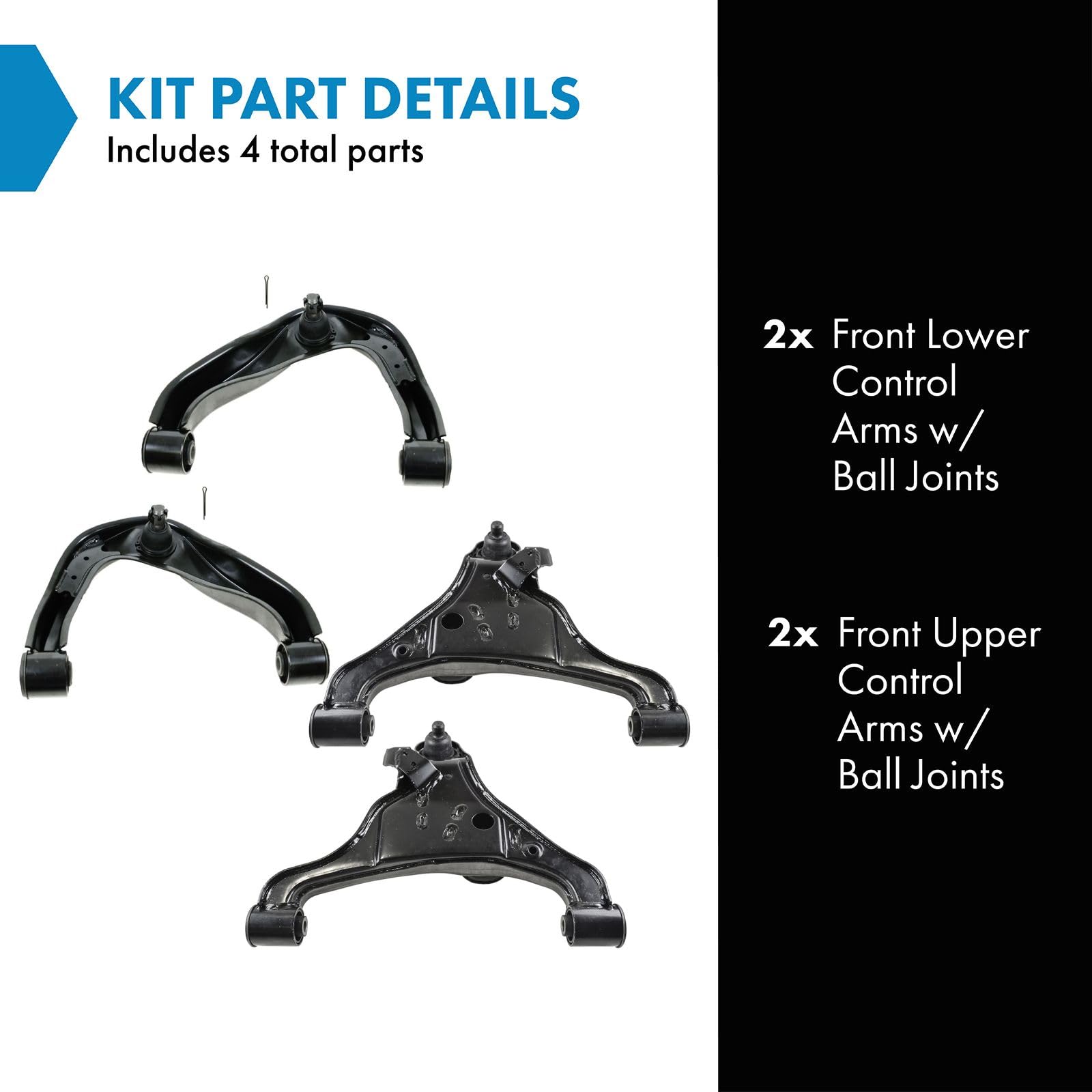 TRQ Front Control Arm with Ball Joint Set Compatible with 2005-2020 Nissan Frontier 2005-2012 Pathfinder 2005-2015 Xterra 2009-2