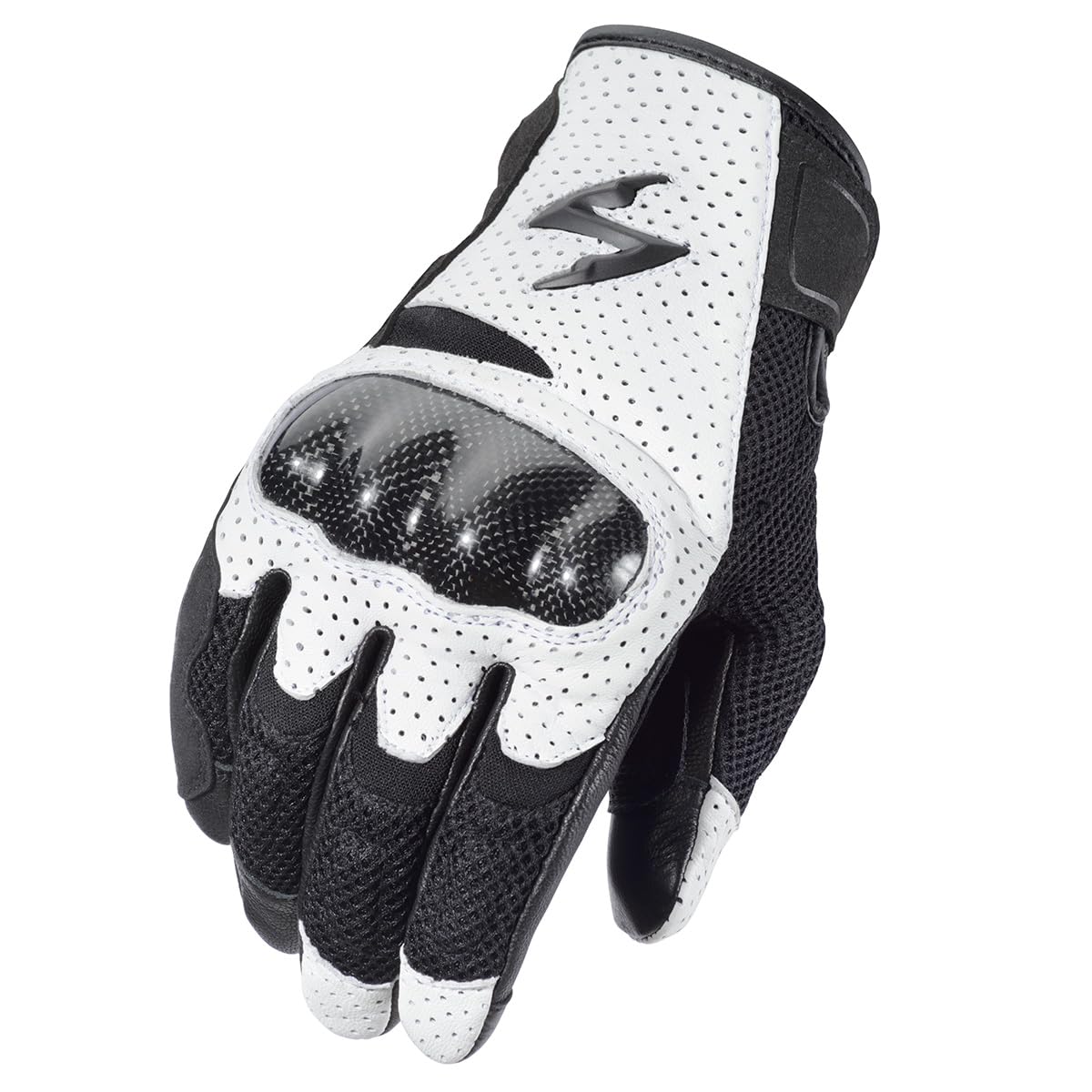 ScorpionEXO Vortex Air Motorcycle Riding Gloves Carbon Fiber Knuckles Touchscreen Compatible (White - Large)