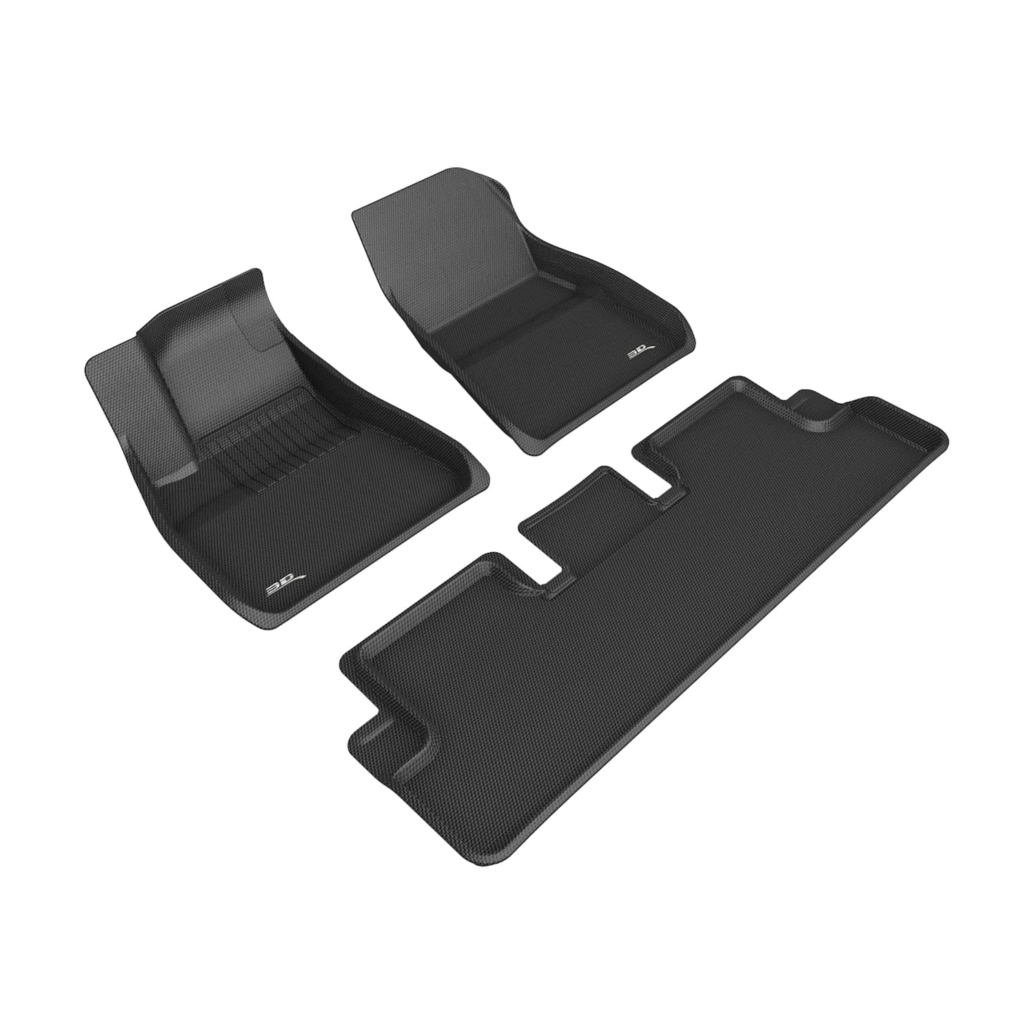3D Maxpider Custom Fit Kagu Floor Mat (Black) For 2020-2023 Tesla Model 3-1St Row 2Nd Row