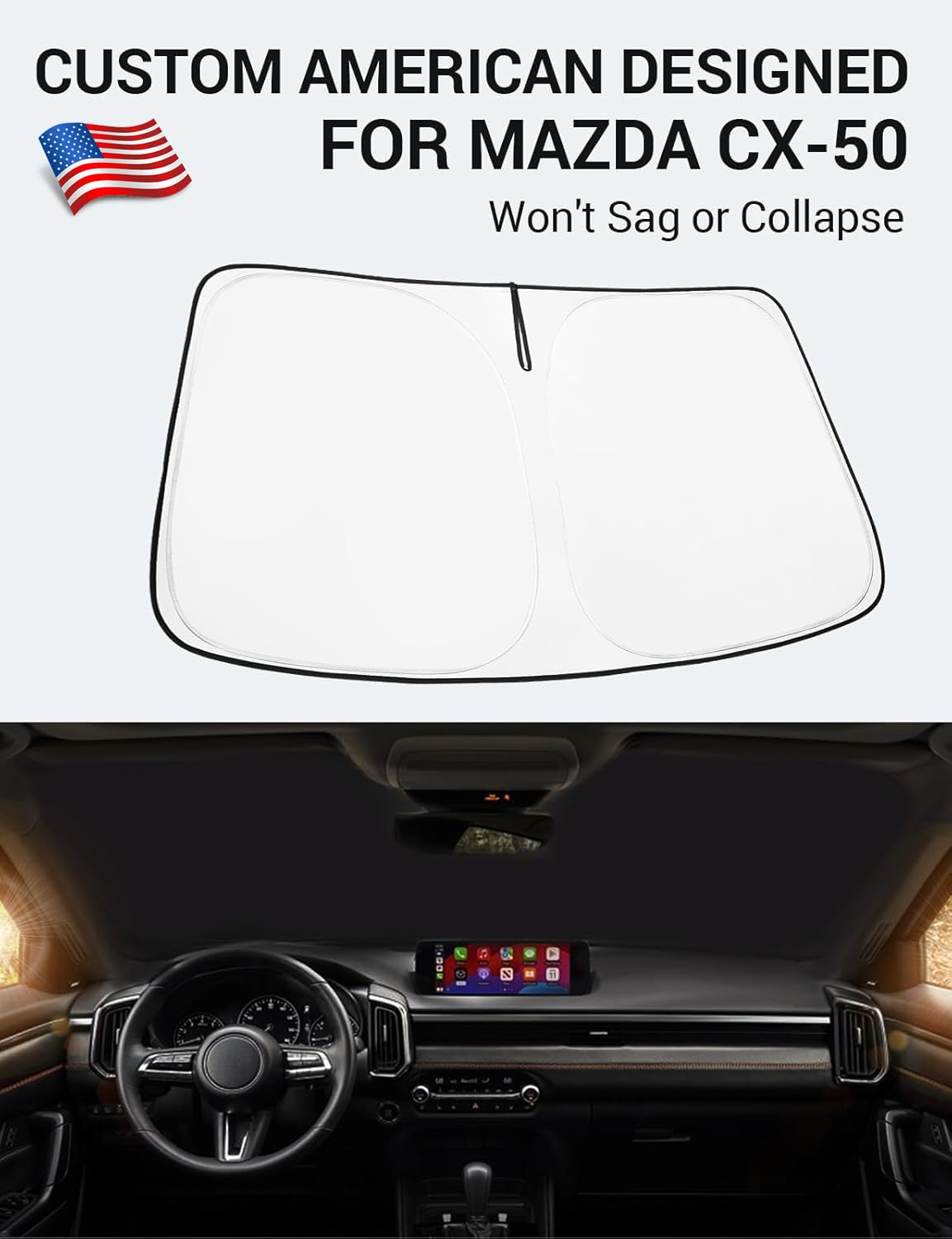 Proadsy 2025 Upgrade Windshield Sun Shade Custom Fit Mazda Cx-50 2023 2024 2025 Mazda Cx50 Suv Foldable Front Sunshade Protector