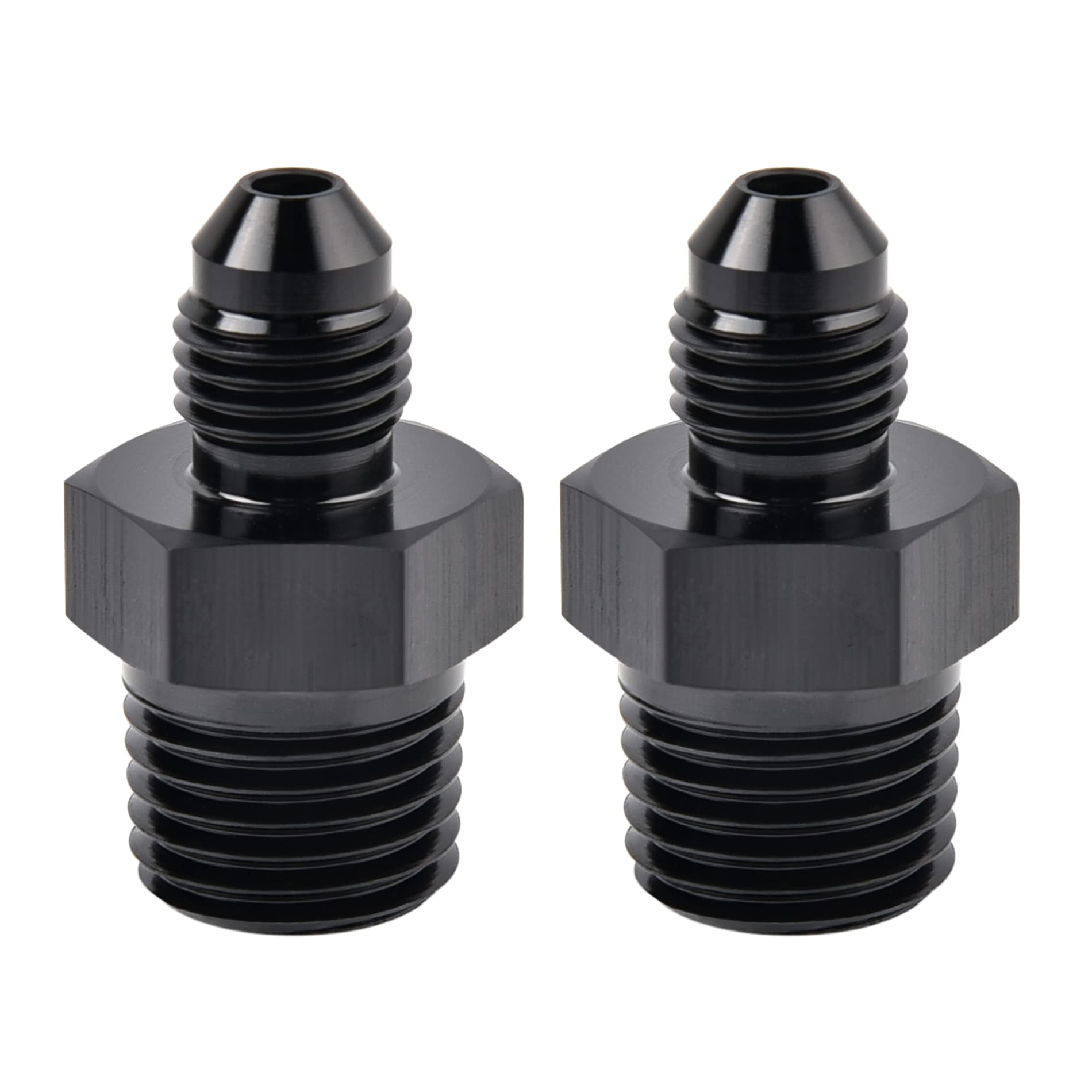 Evil Energy 4An Male Flare To 1/4'' Npt Pipe Fitting Adapter Aluminum Straight Black 2Pcs