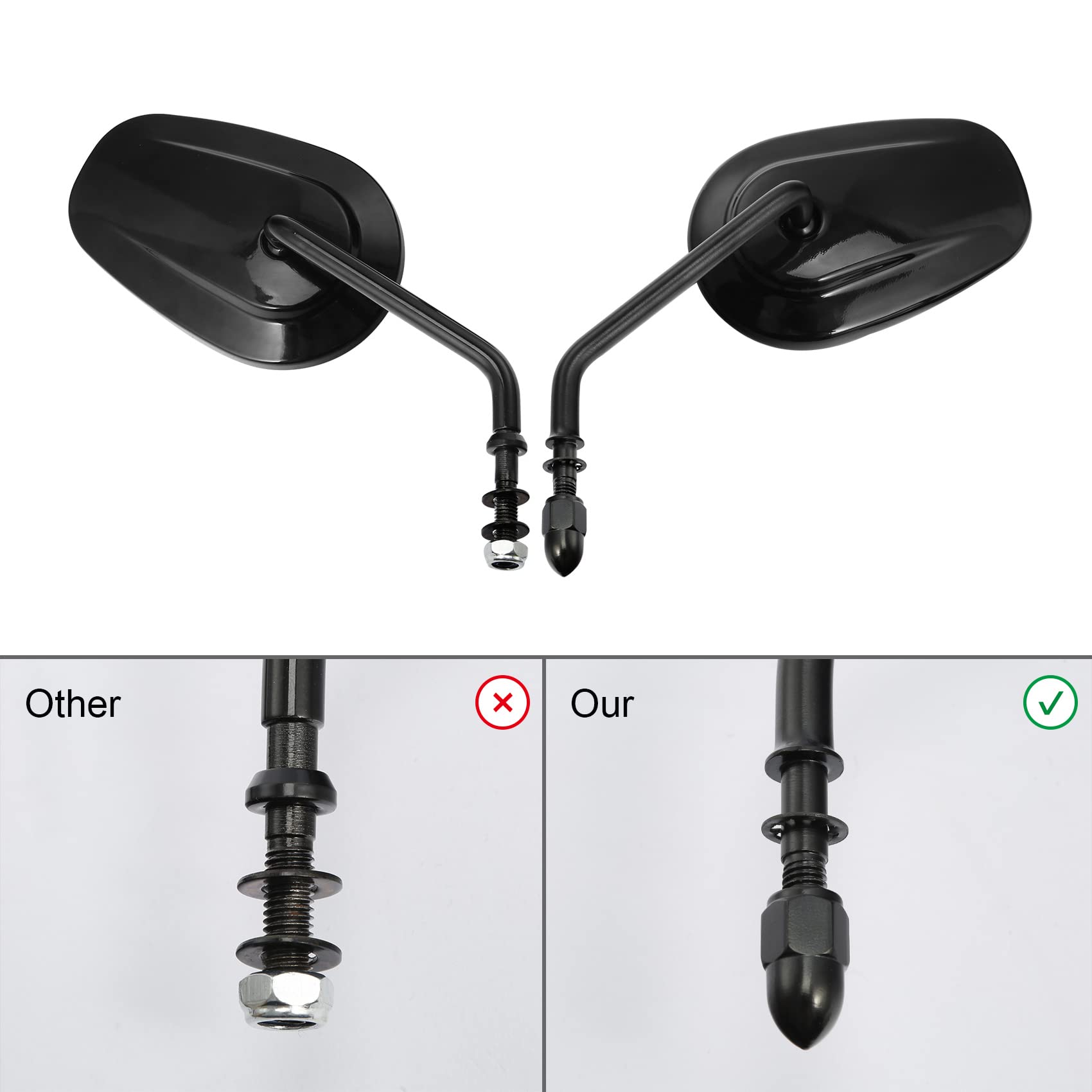 Slmoto Matte Black Sportster Mirrors, Rear View Mirror For Road King Street Electra Glide Road Glide Dyna Softail Rearview 1982-