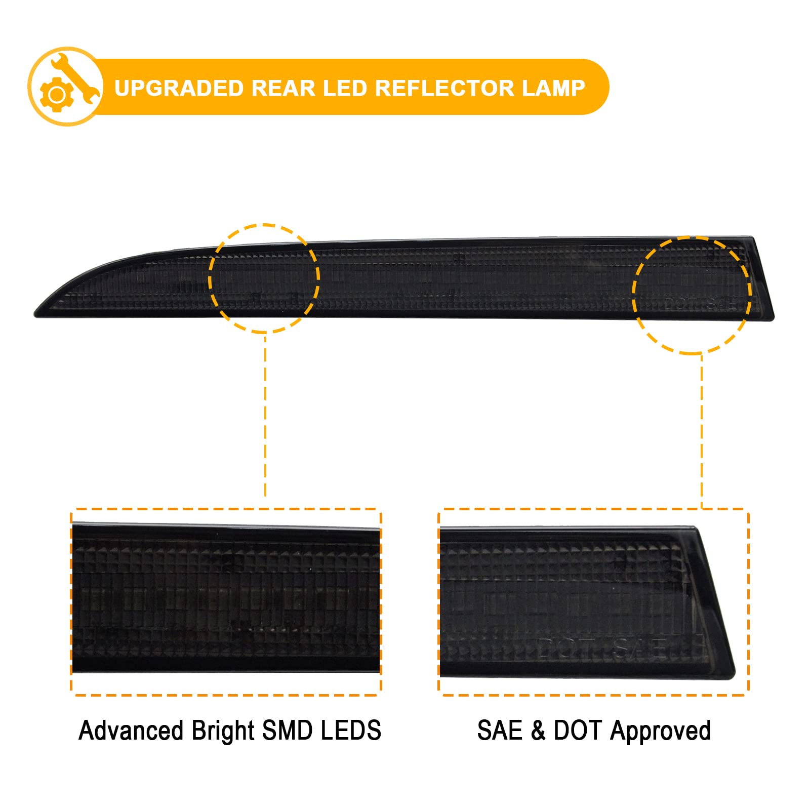 R&F Auto LED Rear Bumper Reflector Light Compatible with C'hevy Camaro 2016-2022, Traverse 2013-2017, Replacement for C'adillac