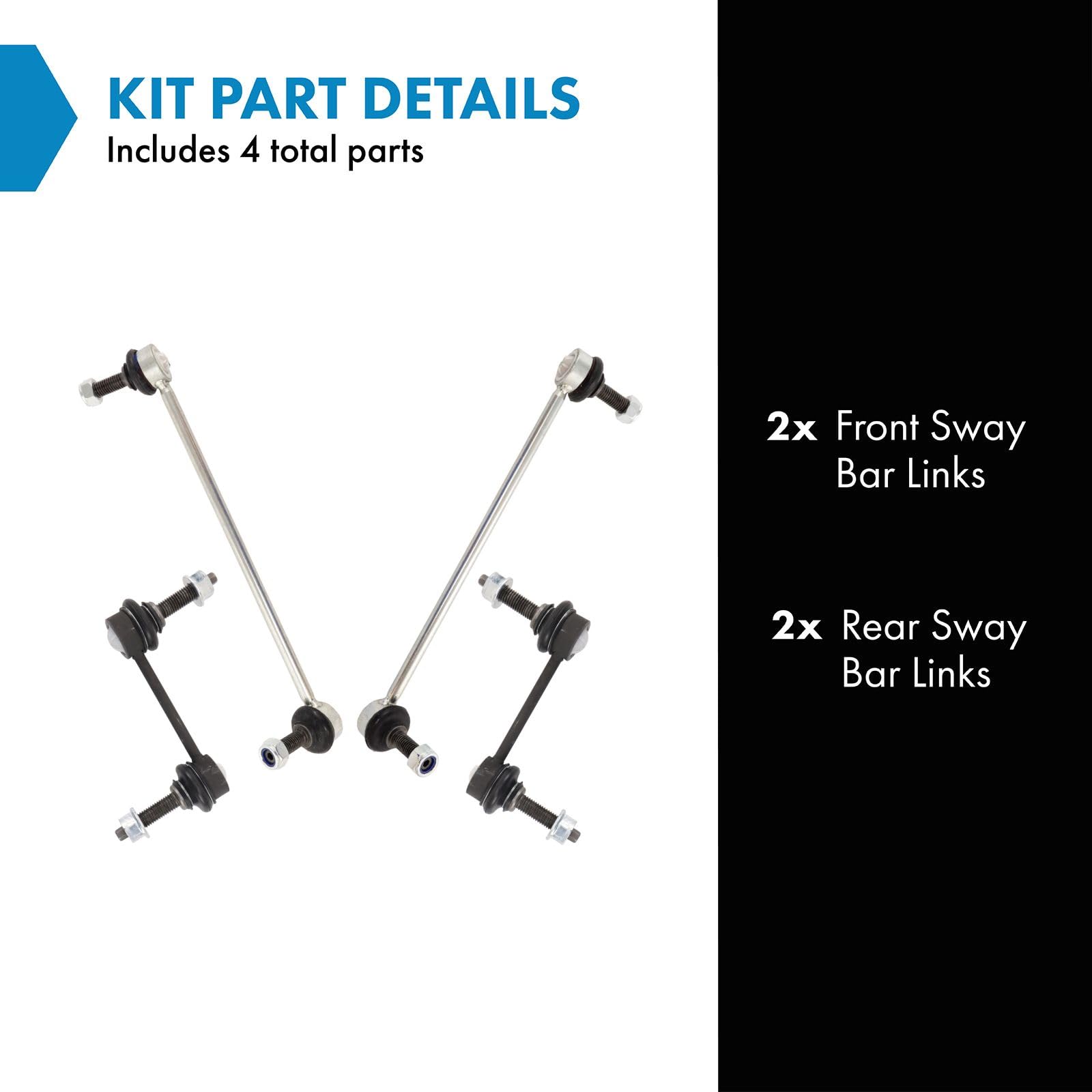 Trq Sway Bar Stabilizer Link Set Front & Rear Compatible With 2006-2013 Land Rover Range Rover Sport