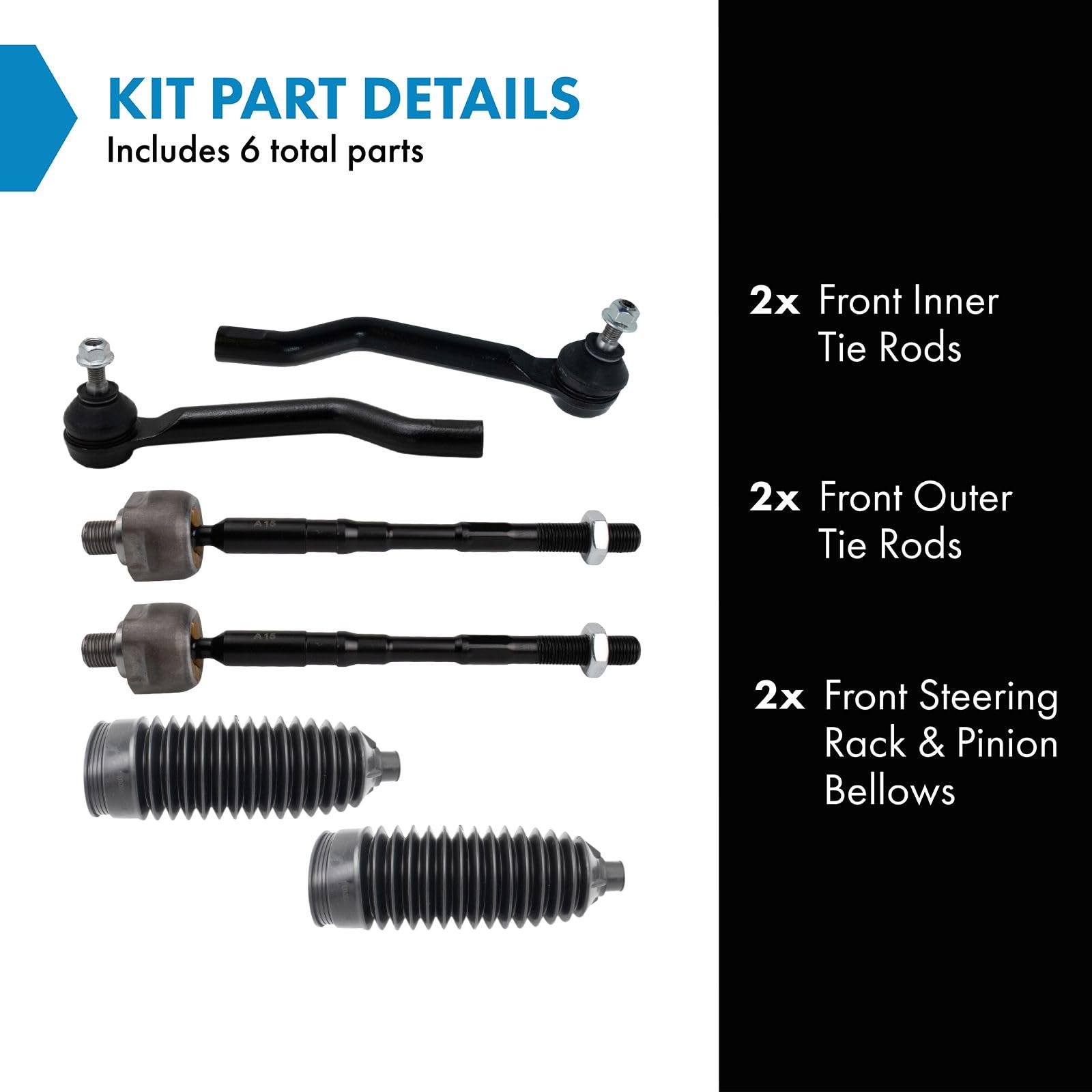 Trq Front Steering Kit Steering Rack & Pinion Bellow Tie Rod Compatible With 2014-2020 Nissan Rogue 2017-2022 Rogue Sport