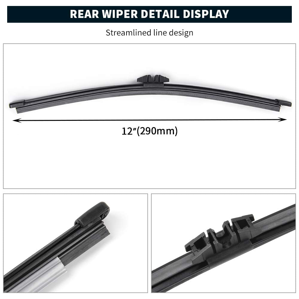 Rear Wiper Blade - Fits 2013-2022 Ford Escape, 2011-2022 Explorer, 2015-2019 Lincoln Mkc Back Windshield Wiper Blade, Mikkuppa Replacement Oem Bb5Z17526C