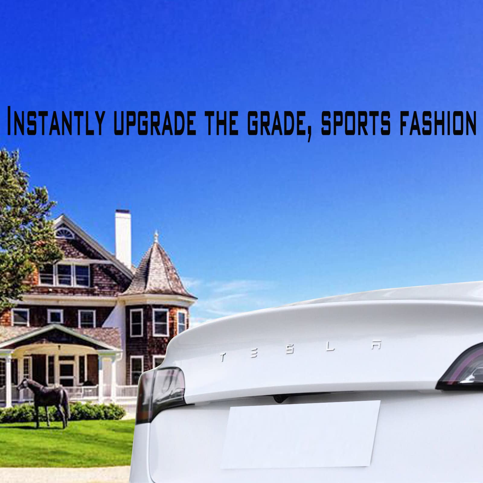 YHCDSEA for Tesla Tailgate Insert Letters Emblems ABS Material Compatible with Tesla Model 3 Y S X Series Accessories (Silver)