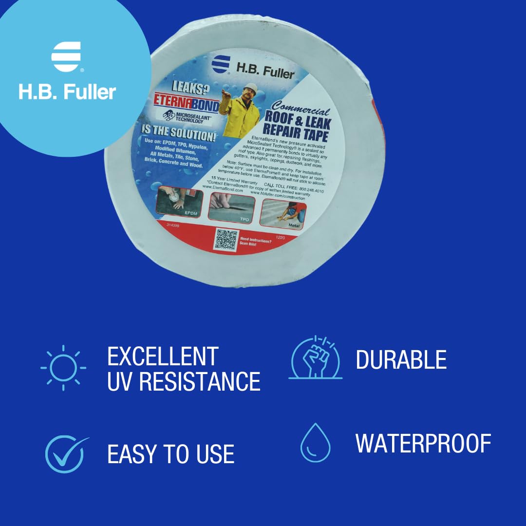 EternaBond RoofSeal Gray 2&quot; x50' MicroSealant UV Stable RV Roof Seal Repair Tape | 35 mil Total Thickness - EB-RG020-50R - One-Step Durable, Waterproof and Airtight Sealant