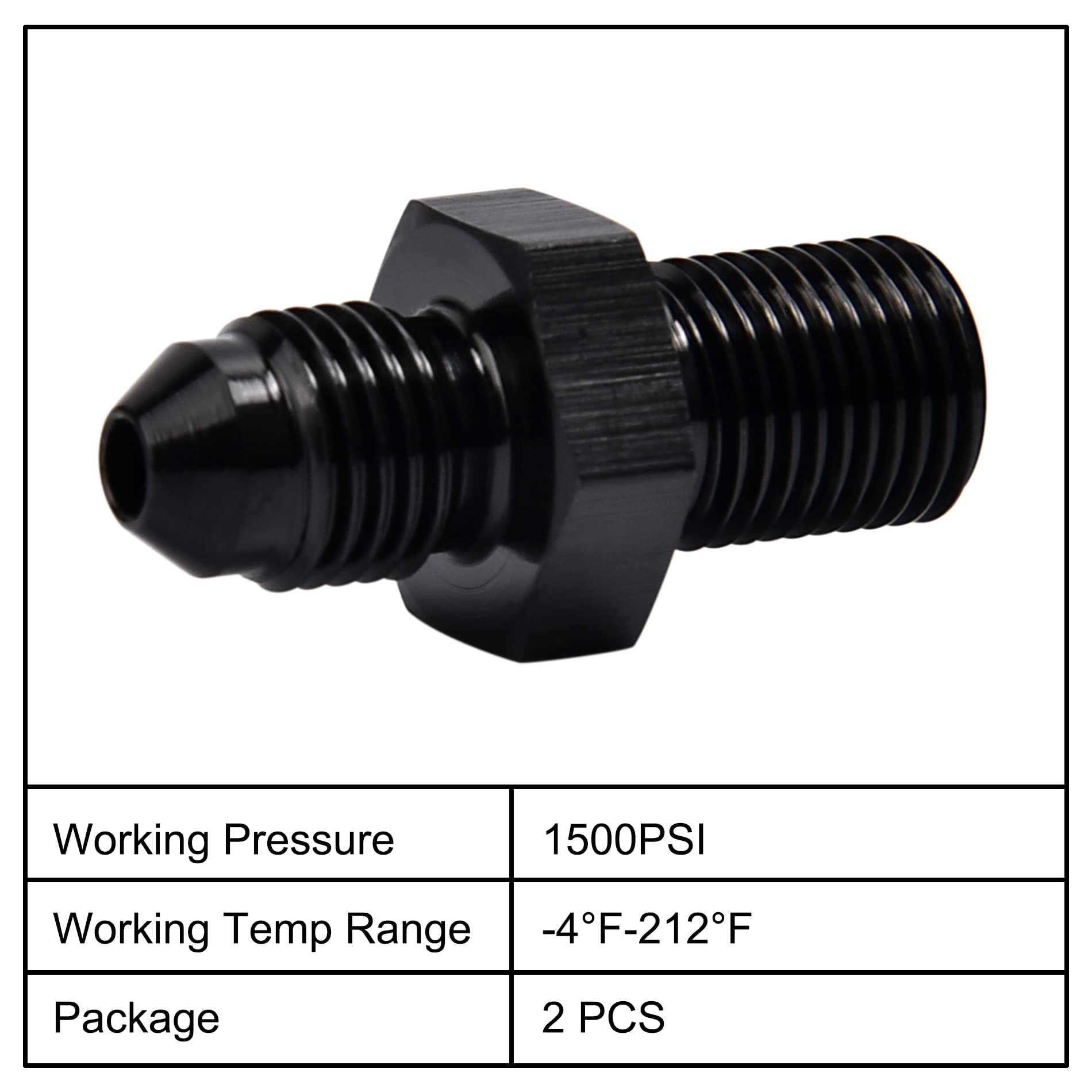 Evil Energy 3An Male Flare To M10 X 1.0Mm Male Metric Fitting Adapter Aluminium Alloy 2Pcs