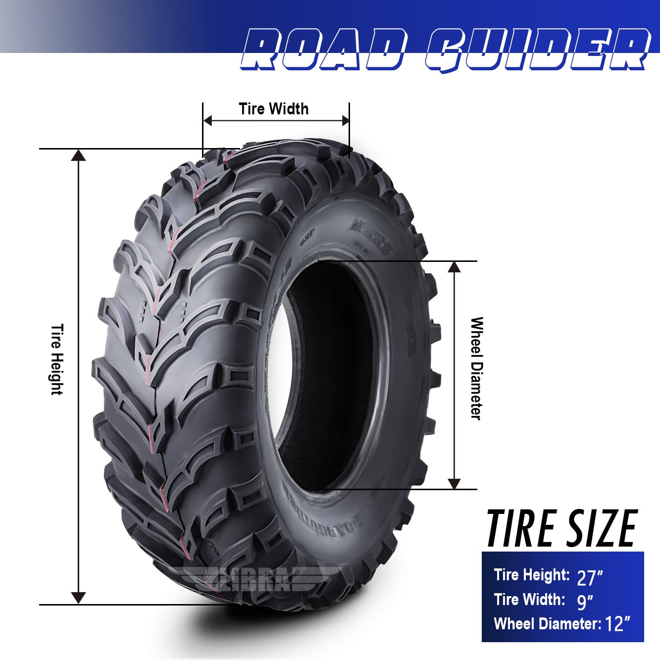 Roadguider Set Of 2 New Atv Utv Tires 27X9-12 27X9X12 6Pr