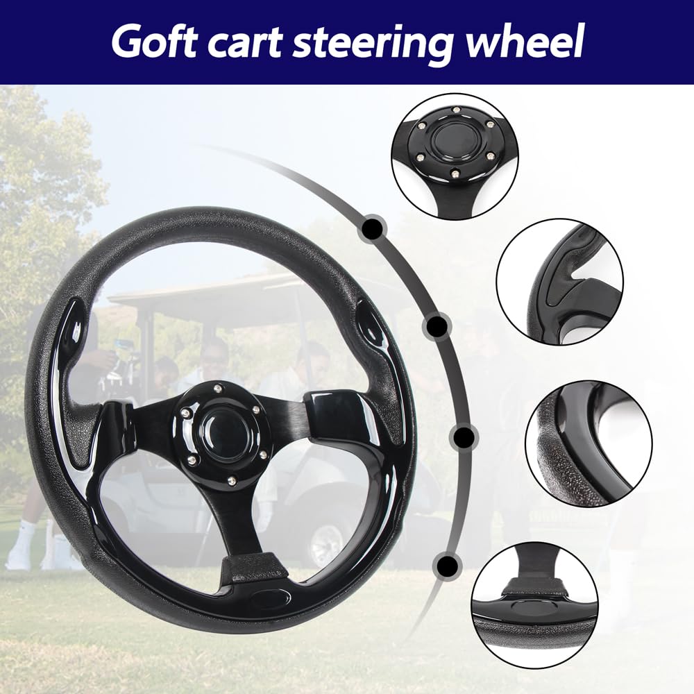 Universal Ezgo Steering Wheel With Black Aluminum Frame Golf Cart Steering Wheel Fit For Yamaha Club Car Ds And Precedent Steeri