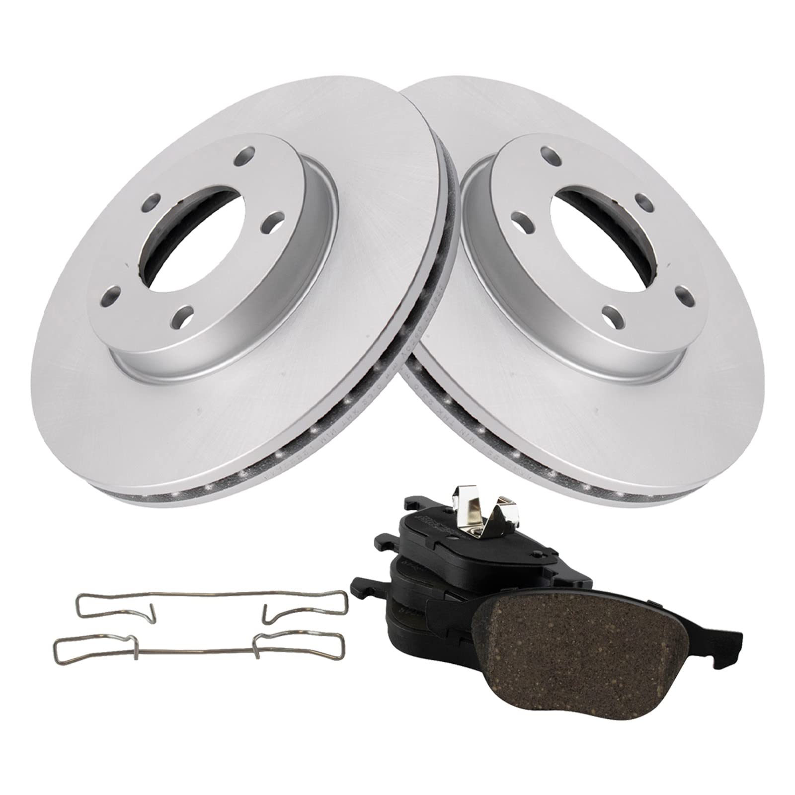 Trq Brake Pad & Rotor Kit Ceramic Premium G-Coated Front Compatible With 2004-2013 Mazda 3