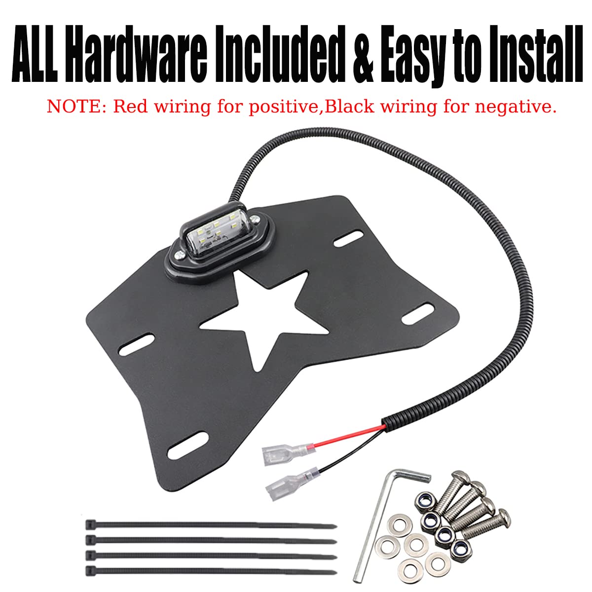 Pikioraz Utv License Plate Bracket, Rzr License Plate Holder With Led Light, Aluminum Universal License Plate Frame Mount For Polaris Rzr, Can Am Maverick X3, Kawasak, Golf Cart