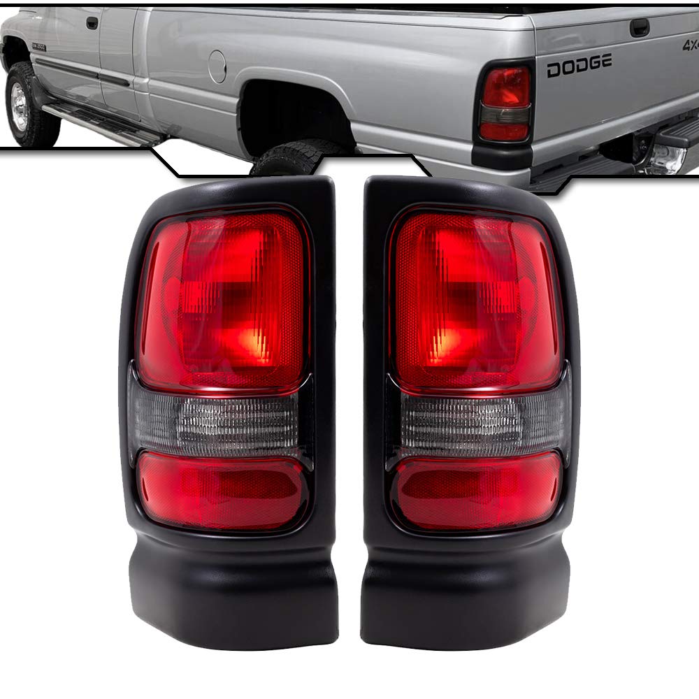 Epic Lighting Amxoe Style Halogen Tail Lights W/Textured Black Bezel Assembly Compatible With Dodge 94-01 Ram 1500 94-02 Ram 250