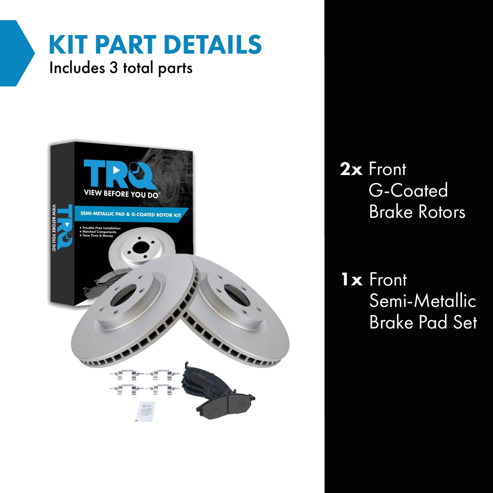 Trq Front Brake Pad & Rotor Kit Compatible With 08-19 Infiniti 09-19 Nissan