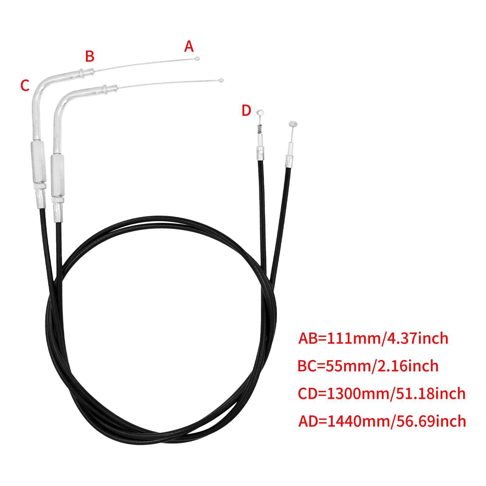 Hdbubalus Motorcycle Throttle Cable Fit For Harley Sportster Iron Xl 883 1200 Dyna Softail Road King (Length: 130Cm)