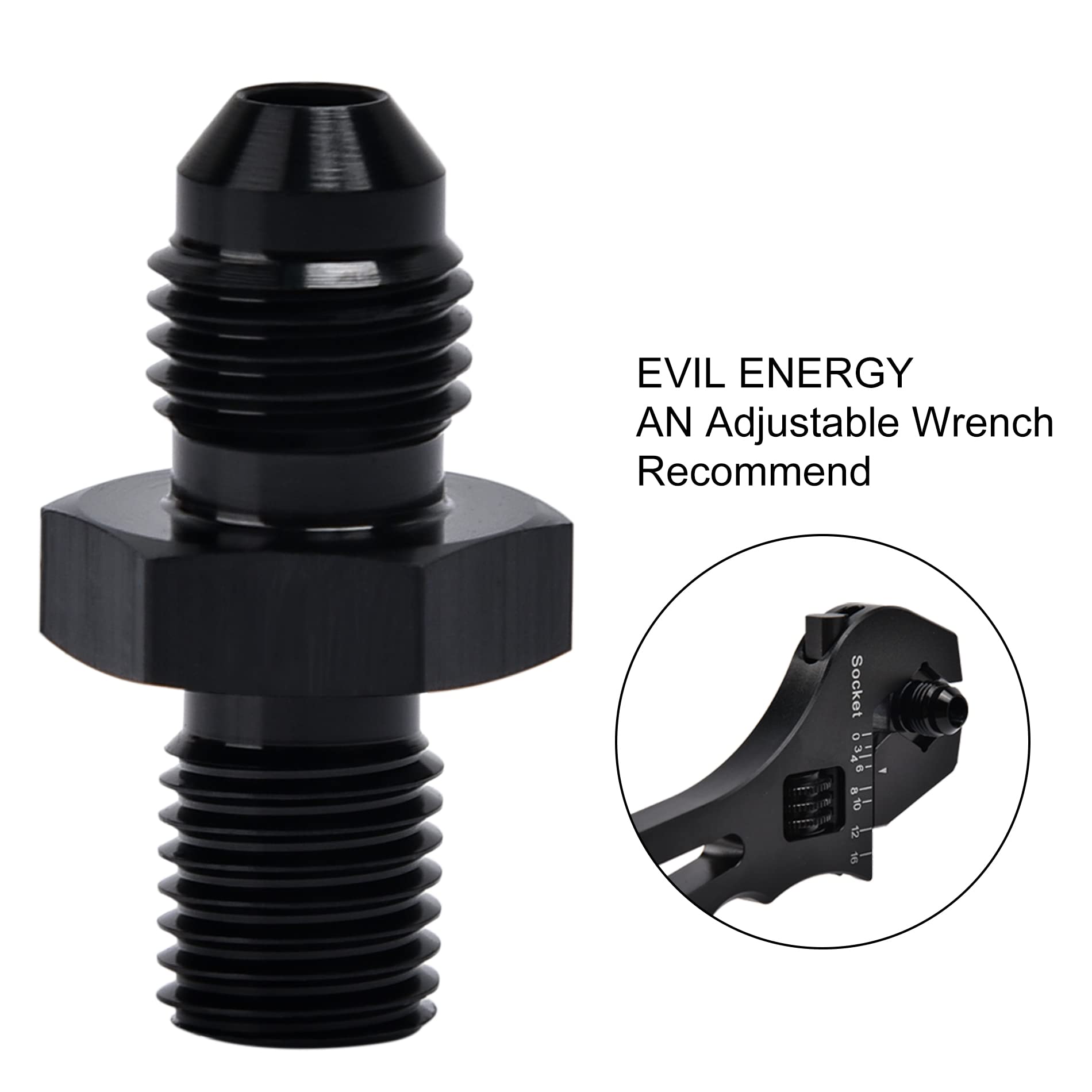 Evil Energy 4An Male Flare To M10 X 1.25Mm Male Metric Fitting Adapter Aluminium Alloy 2Pcs