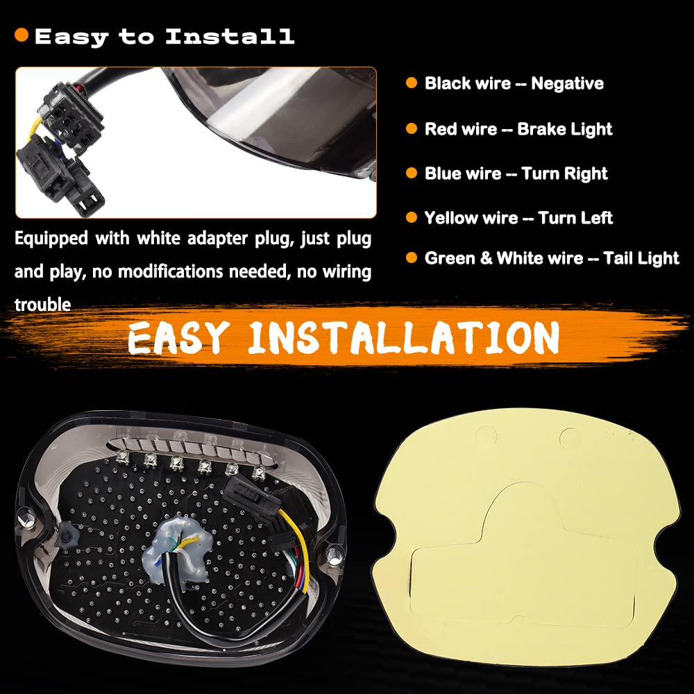 MotoParAcc Smoked Motorcycle LED Brake Taillights, Integrated Turn Signals Tail Lights for Harley Dyna Low Rider S Sportster Roa