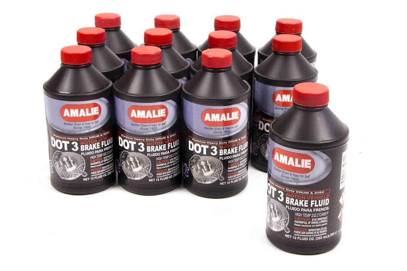AMALIE Dot 3 Brake Fluid (160-65031-92) 12 Ounce Bottle, Pack of 12