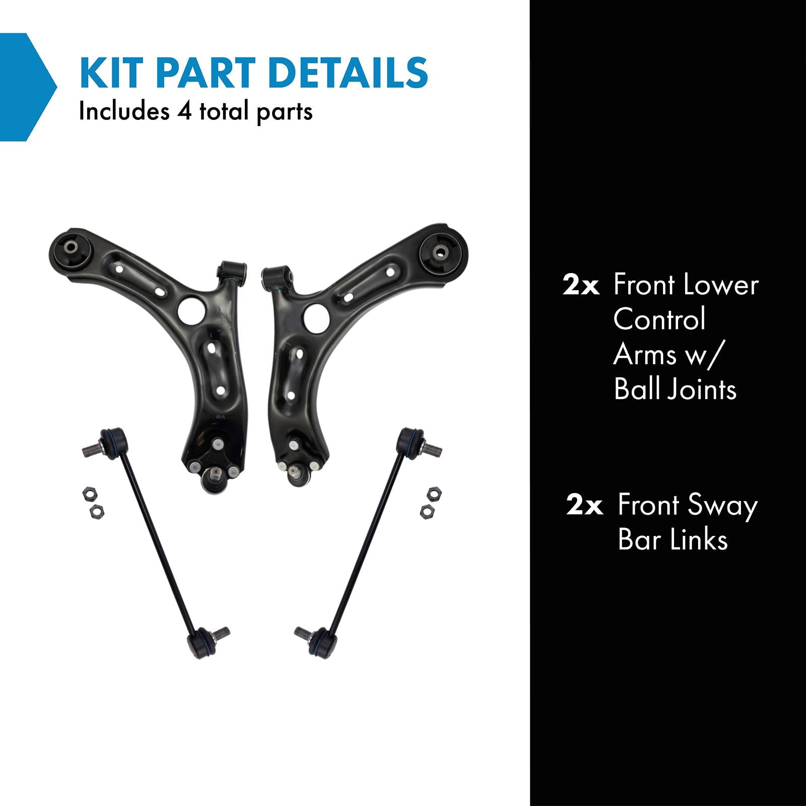 Trq Front Suspension Kit Control Arm With Ball Joint Sway Bar Stabilizer Link Compatible With 2016-2021 Hyundai Tucson 2017-2021