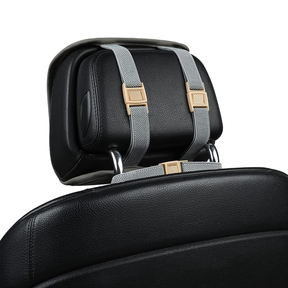 1Pcs Luxury Car Seat Backrest Protector Cover Car Interior Pu Leather Car Seat Cover Universal Anti-Slip Seat Cover(Dark Grey Backrest)