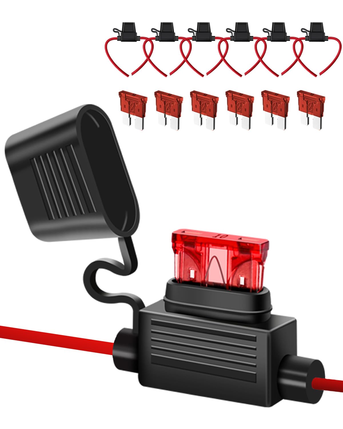 6 Pack 18Awg Inline Fuse Holder - 18 Gauge Automotive Blade Fuse Holder With 6Pcs 10 Amp Atc/Ato Standard Fuses