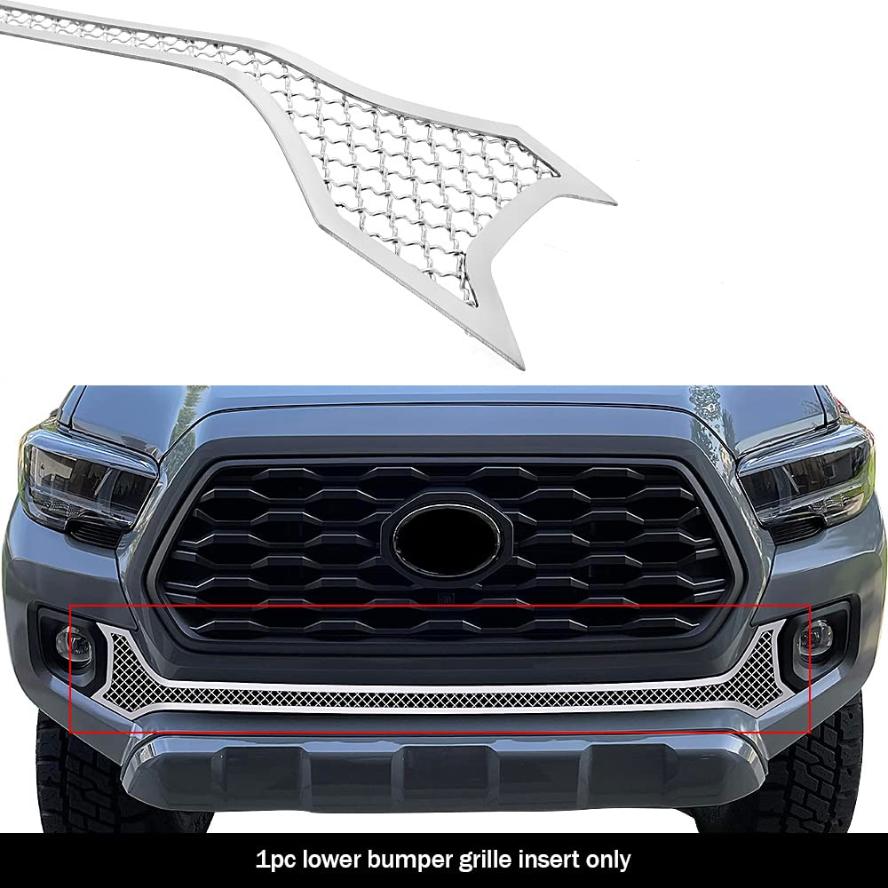 APS Compatible with Toyota Tacoma 2016-2023 Lower Bumper Stainless Steel Chrome Mesh Front Grill Grille Insert T75181S