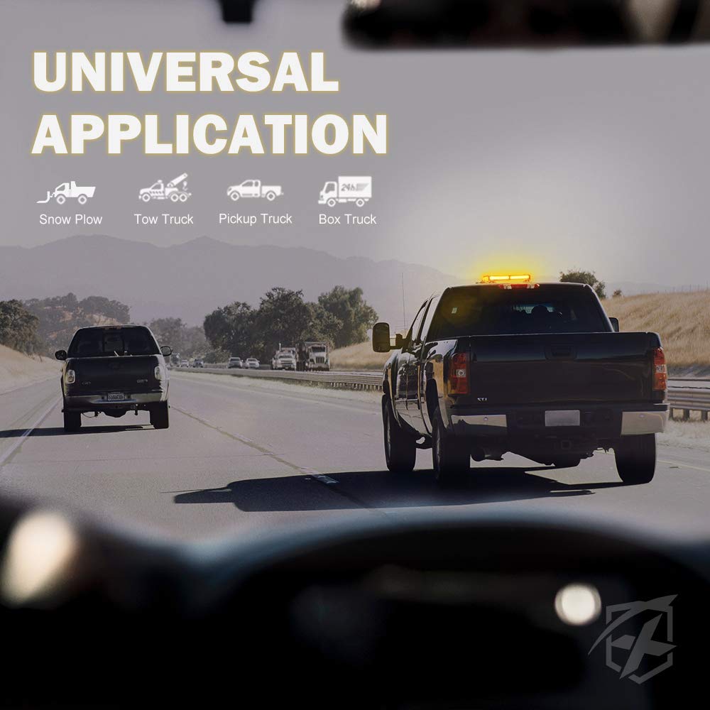 Xprite Amber Cob Led Rooftop Strobe Lights Bar, Double Side Flashing Emergency Hazard Caution Warning Beacon Lightbar W/Magnetic