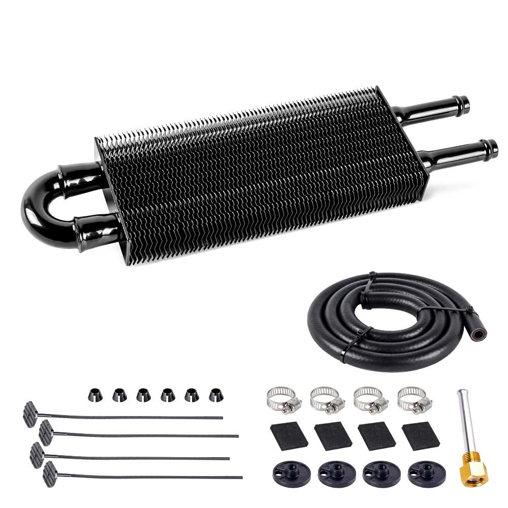 Bartoo Universal 5/16'' Transmission Oil Cooler Kit, Aluminium Alloy 2 Pass Tube And Fin Oil Cooler Kit (Black)