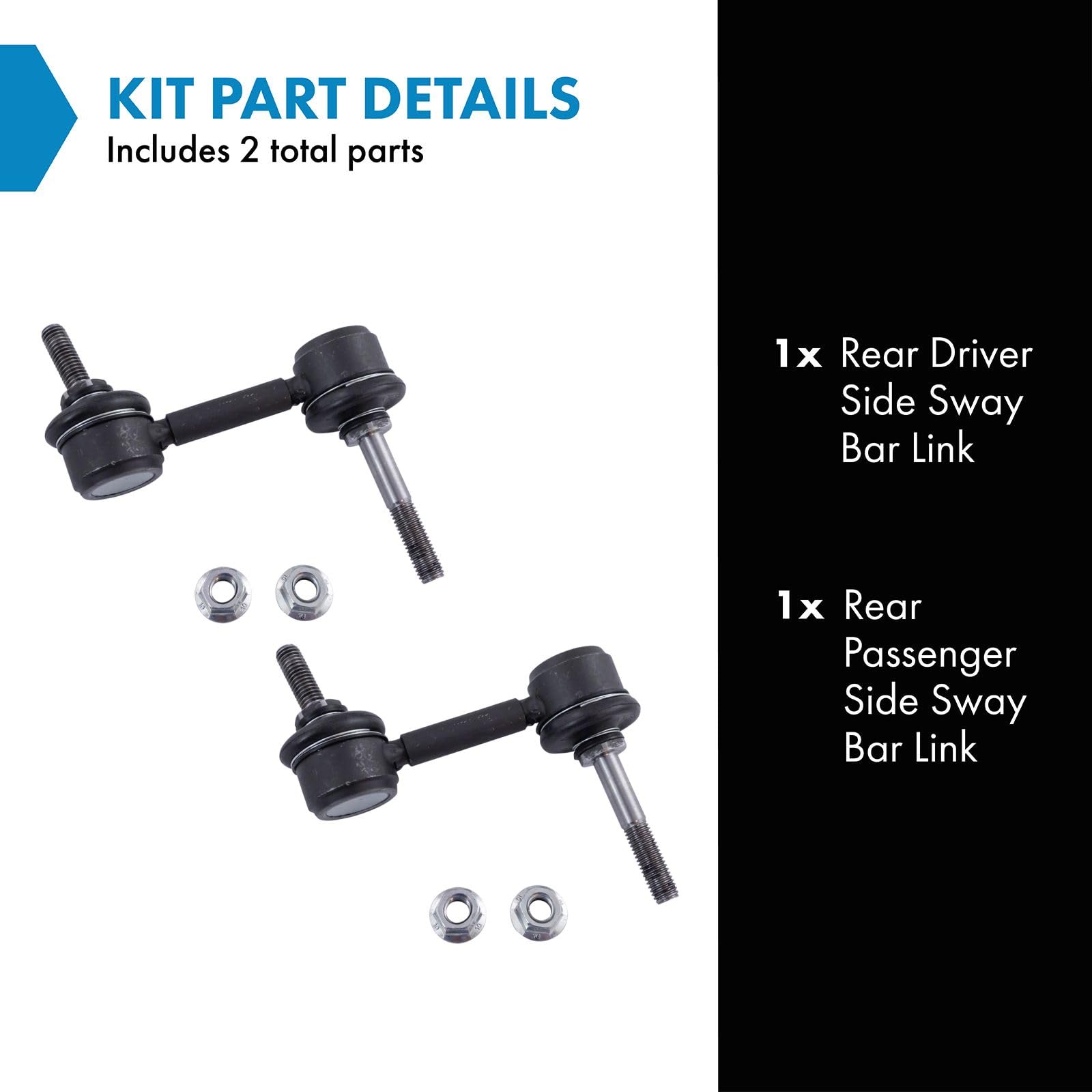 Trq Rear Sway Bar Stabilizer Link Set Compatible With 2009-2012 Ford Escape 2009-2011 Mazda Tribute Mercury Mariner