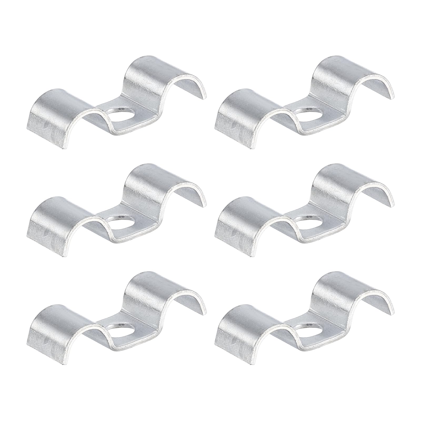 HARFINGTON 6Pcs Stainless Steel Double Line Clamp 10 mm / 3/8 inch Fuel Lines Clips M-Shape Mounting Clip for Brake Fuel Lines T