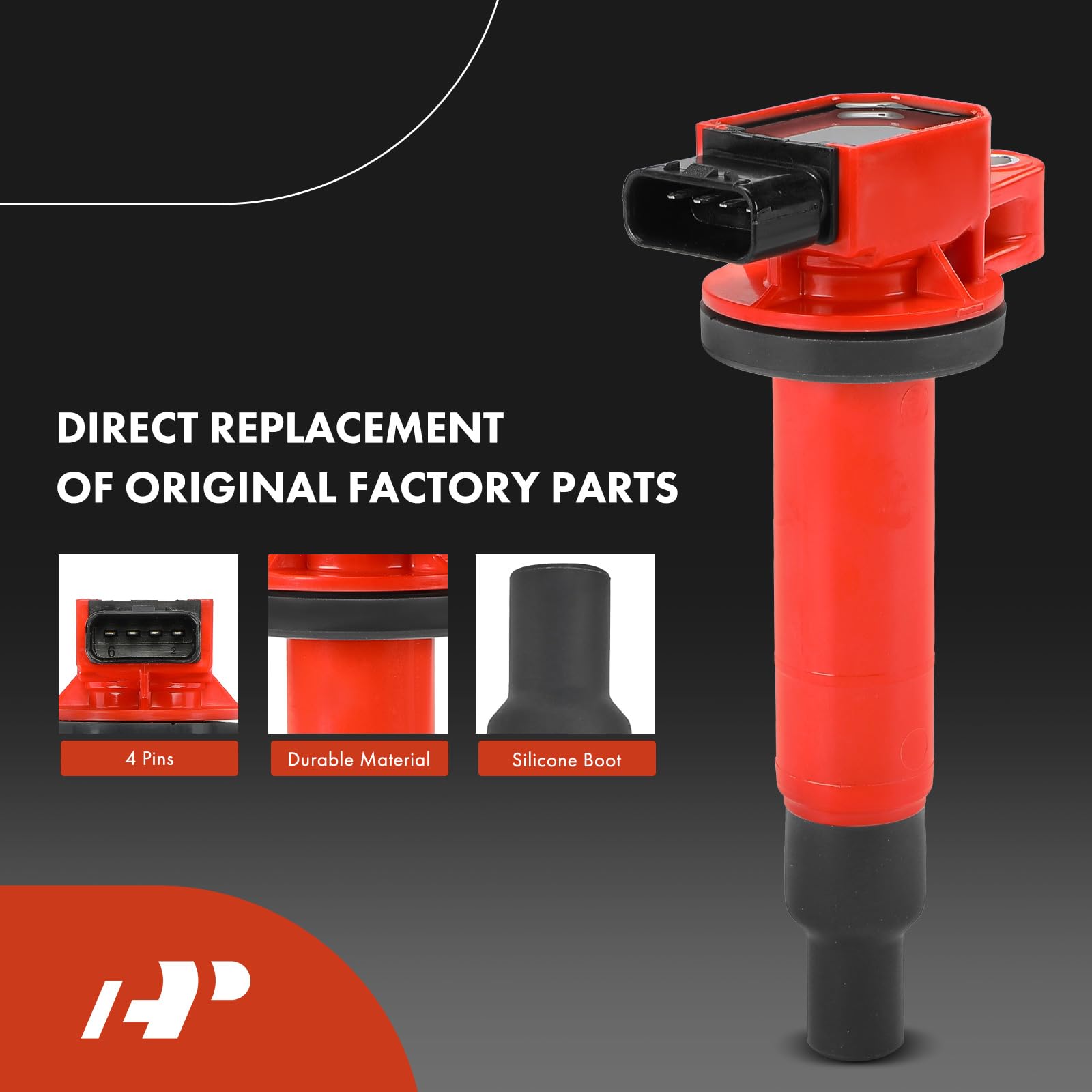 A-Premium (Red) Set Of 8 Ignition Coil Pack And Iridium Spark Plugs Compatible With Toyota Prius 2001-2009, Yaris 2006-2018, Ech