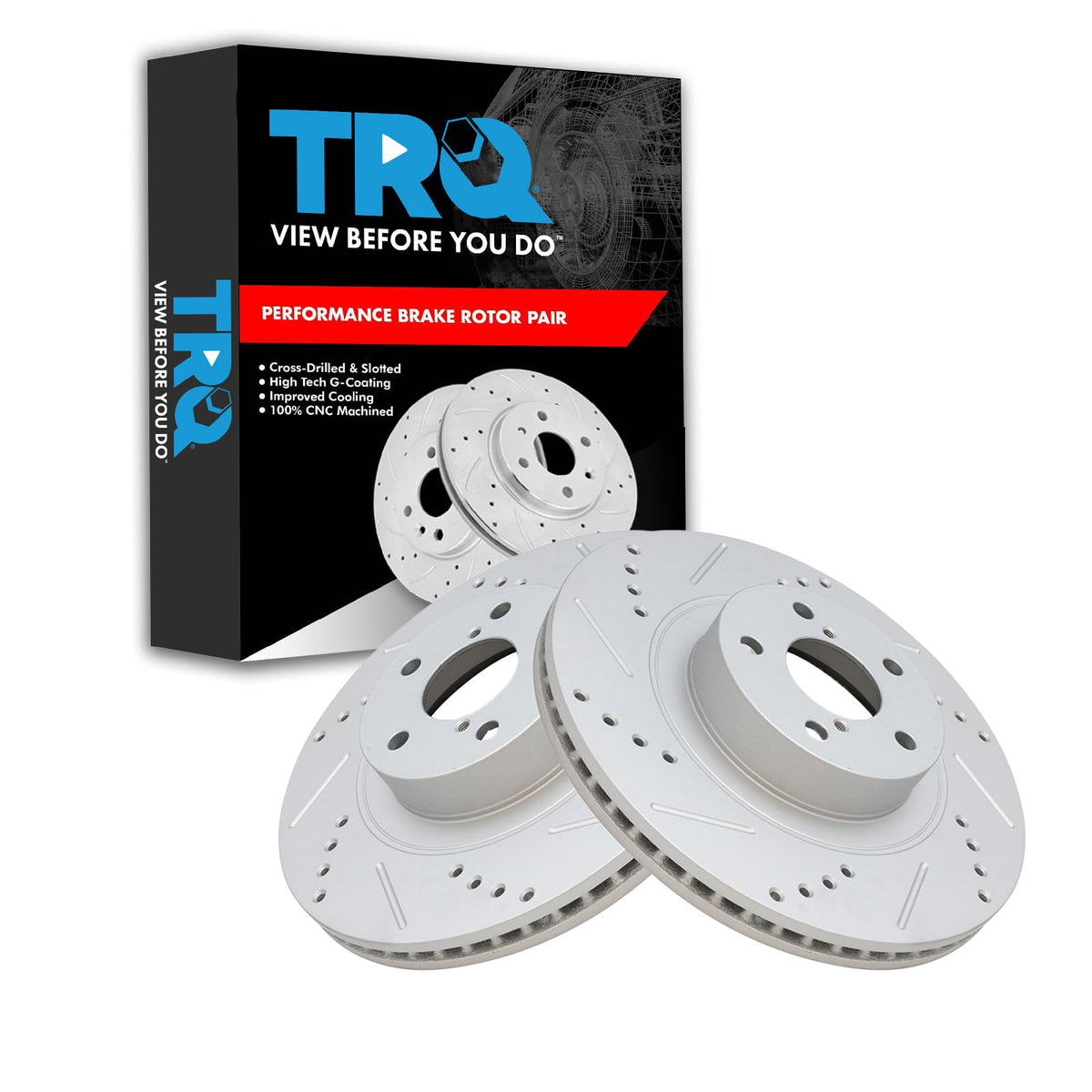Trq Front Performance Brake Rotor Drilled Slotted Pair For Baja/Brz/Forester/Fr-S/Impreza/Legacy/Outback/Xv Crosstrek