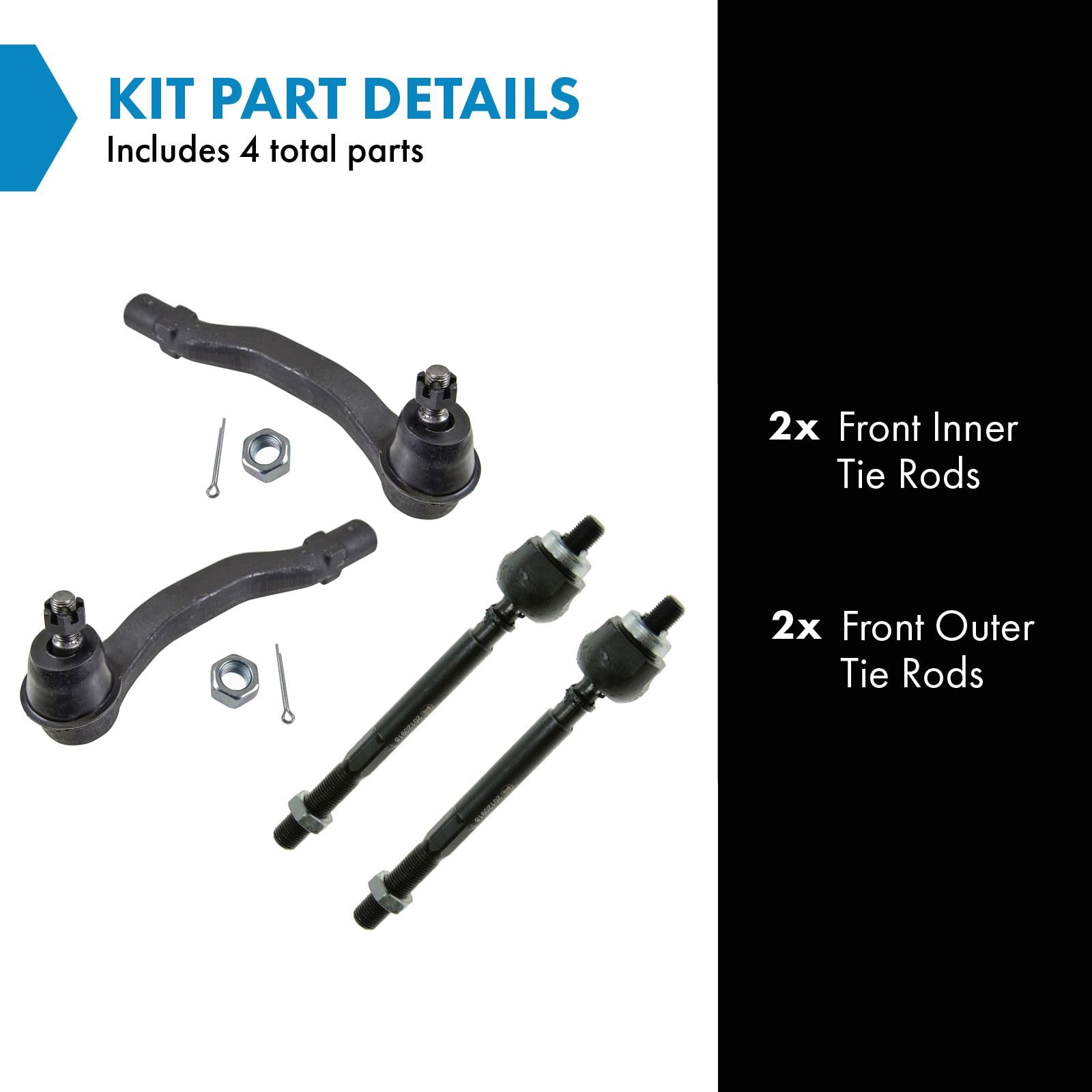 Trq Front Tie Rod Set Compatible With 1997-2001 Honda Cr-V