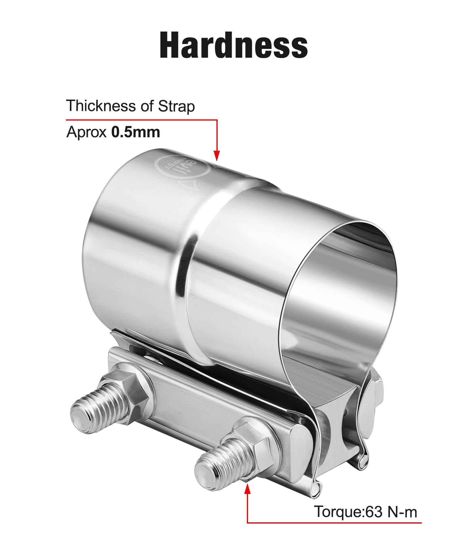 Evil Energy 2 ' ' Exhaust Clamp,Lap Joint Band Clamp Stainless Steel For Pipes,Mufflers,Catalytic Converters (4Pcs, 2.0 Inch)
