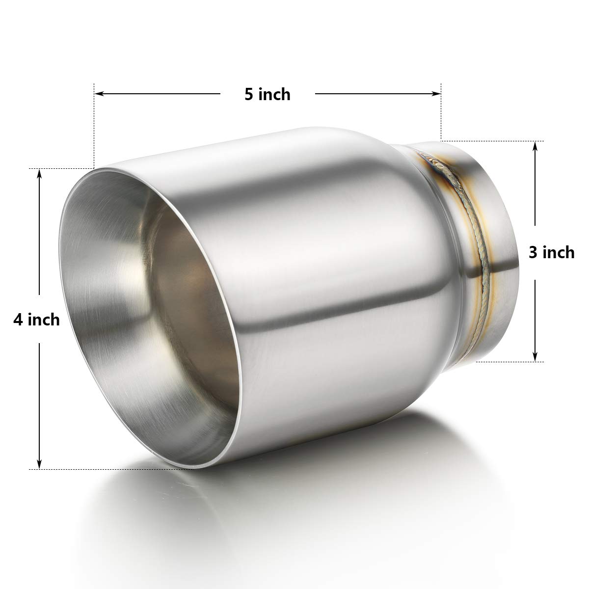 Exhaust Tip 3'' Inlet Dual Wall, A-KARCK Double Wall Tailpipe Tip 3'' Inlet 4'' Outlet 5'' Overall Length Weld On Decorate Car T