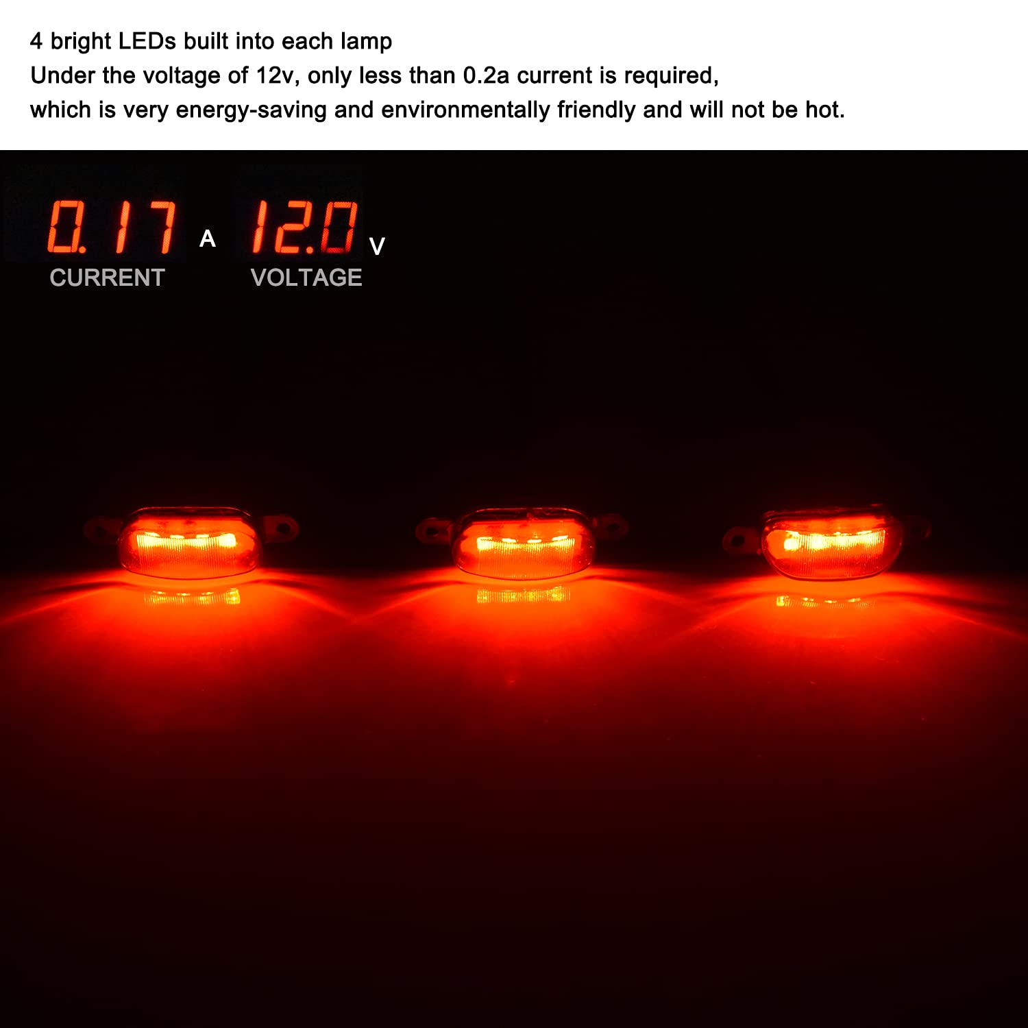 Boigoo Front Grille Marker Light 3Pcs 4Led Red Lights Smoked Lens Compatible With 2004-2019 Ford F-150 Raptor And 2013-2018 Dodg